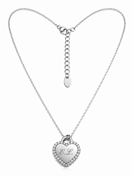 Collana Cuore Personalizzata con Iniziali – Ciondolo Acciaio Specchio con Zirconi | Regalo Elegante Donna EvermadeLab Made in Italy 🇮🇹