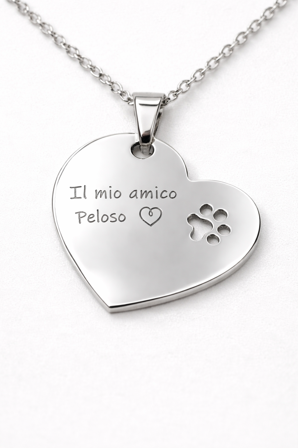Collana cuore con gatto personalizzata in acciaio - Evermadelab