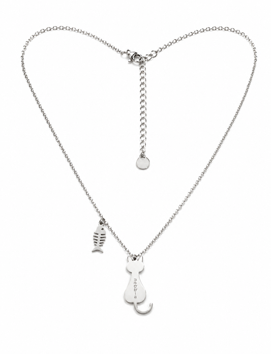 Collana Gatto Personalizzata con Nome – Ciondolo Acciaio con Lisca | Gioiello Amanti dei Gatti EvermadeLab Made in Italy 🇮🇹