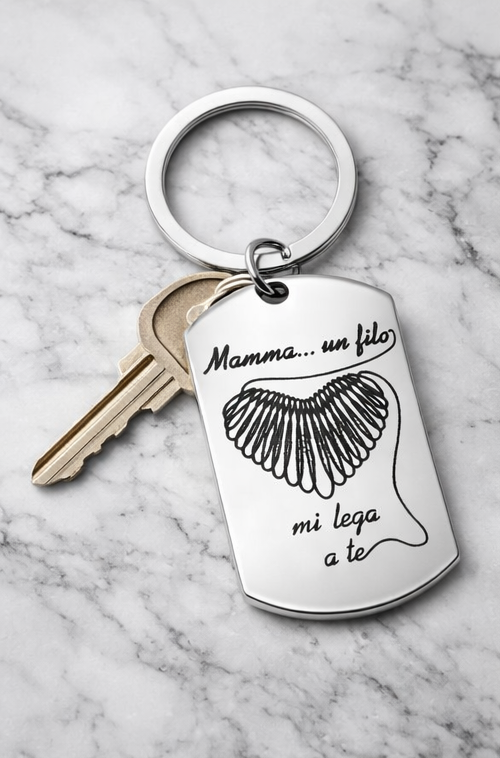 Portachiavi in Acciaio Lucido Personalizzabile – Ciondolo Incisione Laser | EvermadeLab