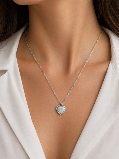 Collana Cuore Personalizzata con Iniziali – Ciondolo Acciaio Specchio con Zirconi | Regalo Elegante Donna EvermadeLab Made in Italy 🇮🇹