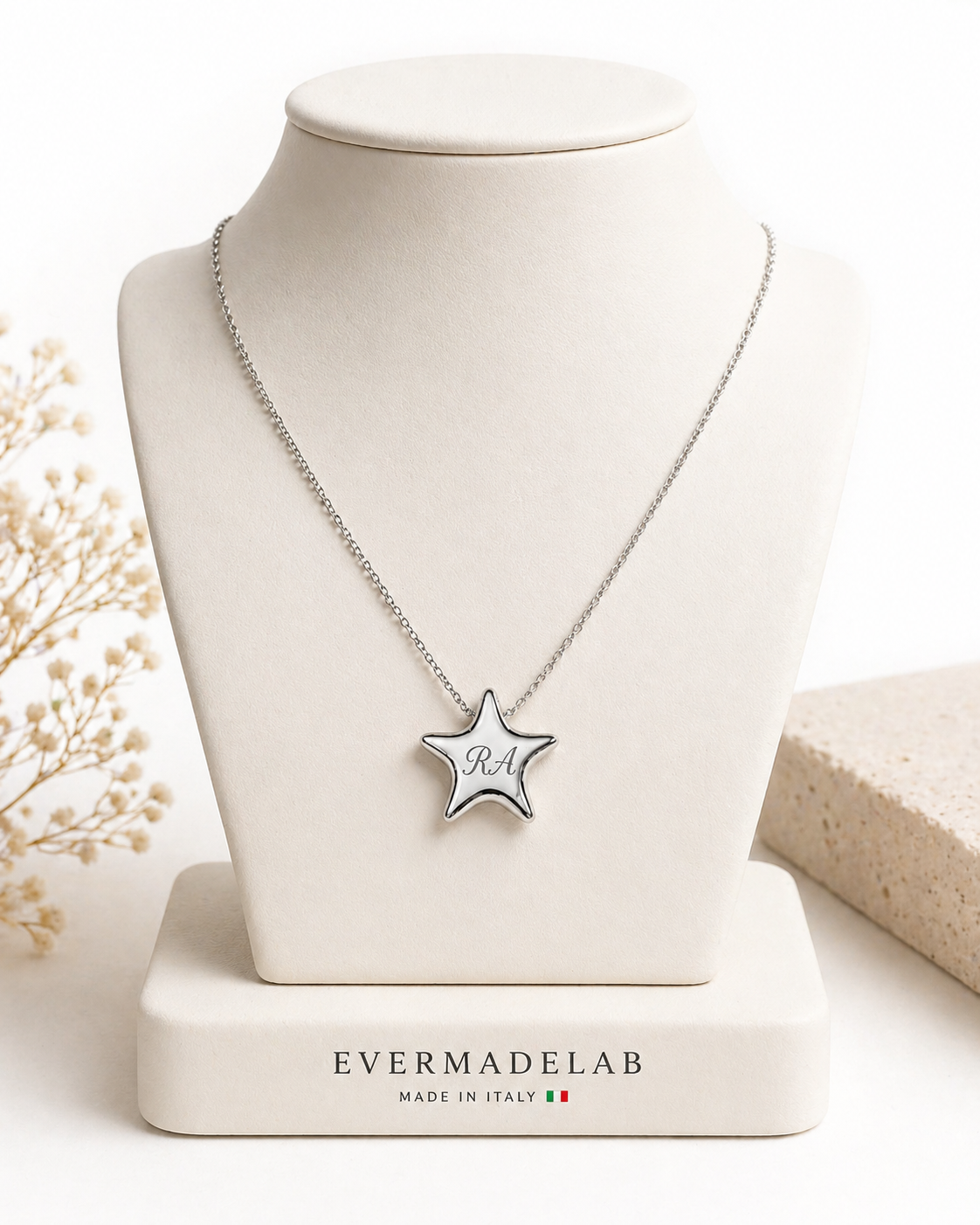 Collana Stella Personalizzata con Iniziali – Ciondolo Acciaio Inciso | Regalo Elegante Donna EvermadeLab Made in Italy 🇮🇹