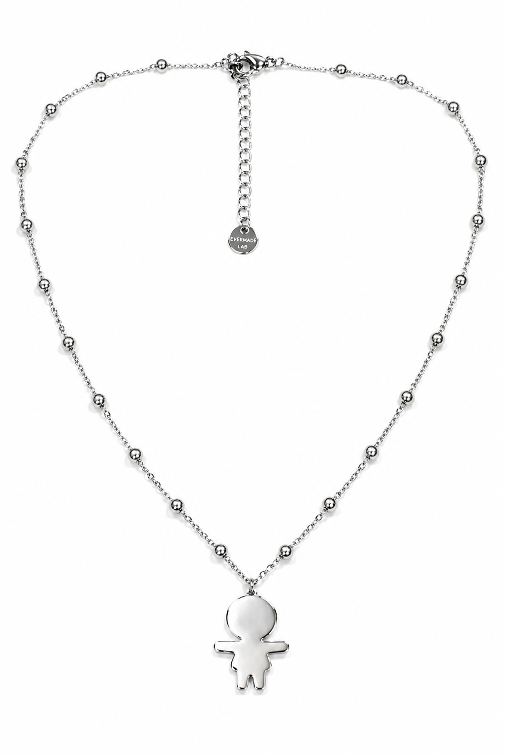 Collana Girocollo Acciaio Lucido con Ciondolo Bambino Personalizabile  – Minimal Jewelry EvermadeLab