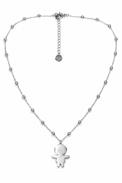 Collana Girocollo Acciaio Lucido con Ciondolo Bambino Personalizabile  – Minimal Jewelry EvermadeLab
