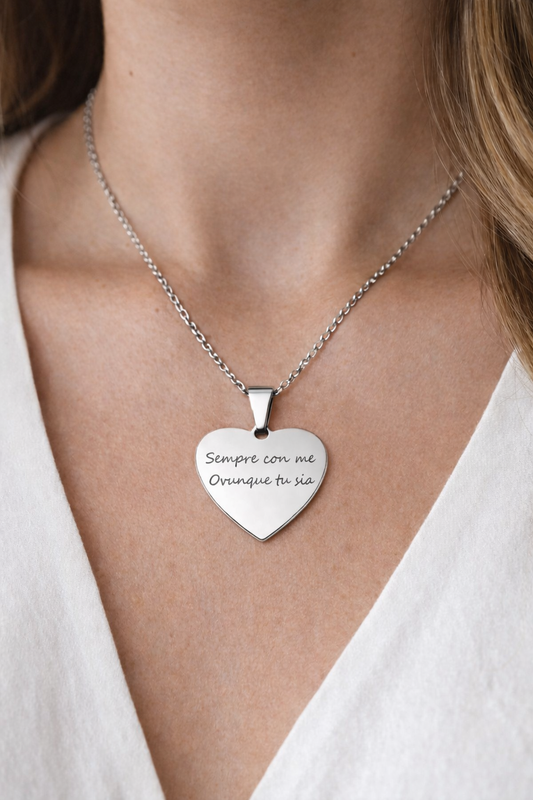 Collana personalizzata cuore acciaio