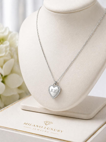 Collana Cuore Personalizzata con Iniziali – Ciondolo Acciaio Specchio con Zirconi | Regalo Elegante Donna EvermadeLab Made in Italy 🇮🇹