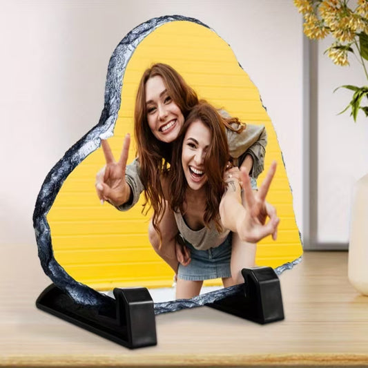 Cuore in Pietra di Ardesia Personalizzato 15×15 cm – Stampa Fotografica su Ardesia | Evermade Lab