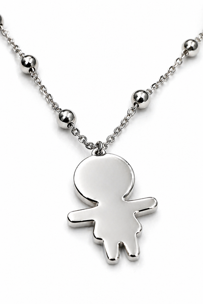 Collana Girocollo Acciaio Lucido con Ciondolo Bambino Personalizabile  – Minimal Jewelry EvermadeLab