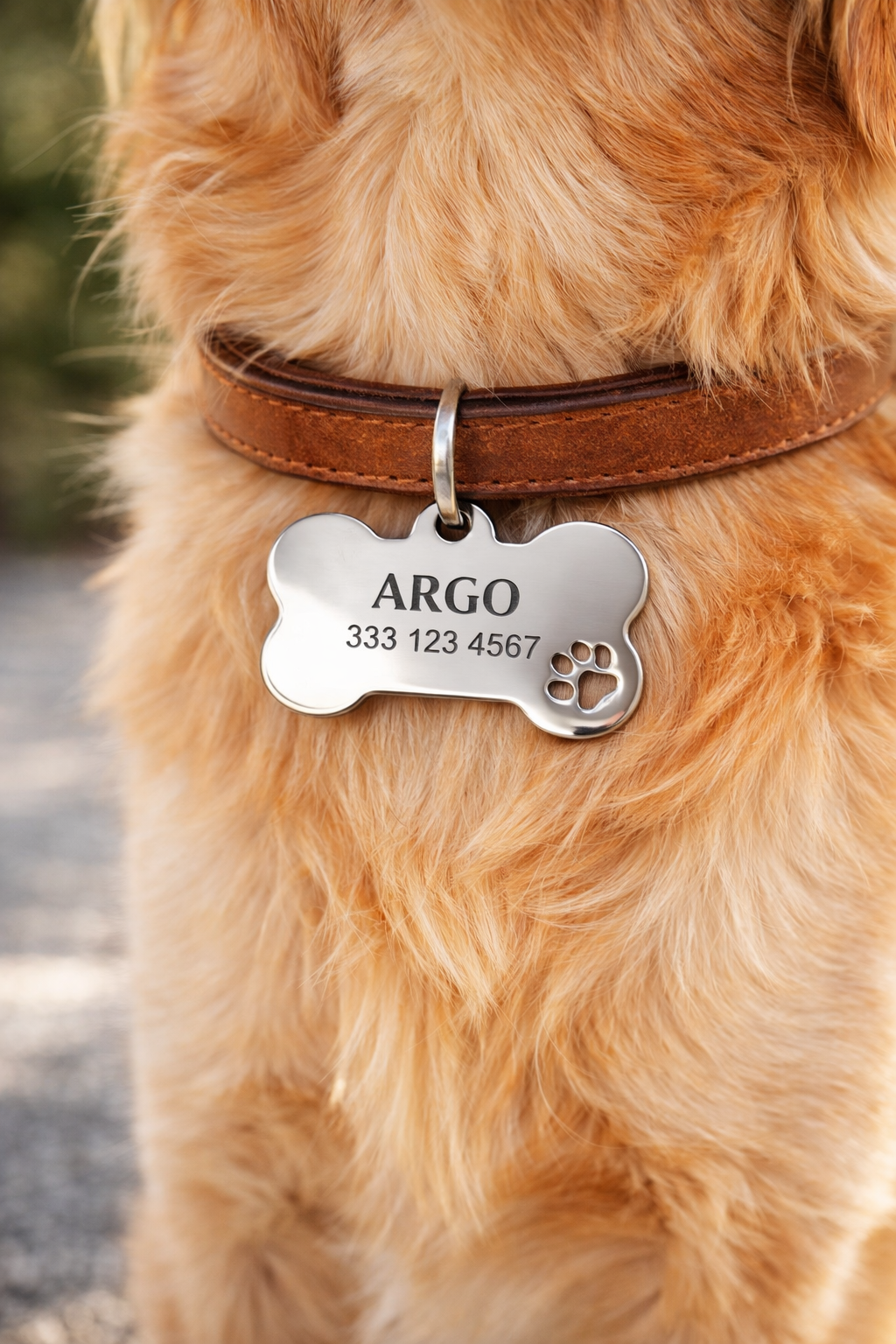 Medaglietta Cane Incisa Personalizzata – Targhetta in Acciaio a Forma di Osso con Nome e Telefono | EvermadeLab