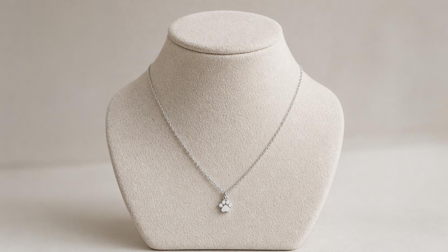Collana Zampa Gatto in Acciaio – Ciondolo Mini Paw Print | Regalo Amanti Gatti e Cani | EvermadeLab