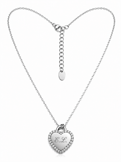 Collana Cuore Personalizzata con Iniziali – Ciondolo Acciaio Specchio con Zirconi | Regalo Elegante Donna EvermadeLab Made in Italy 🇮🇹