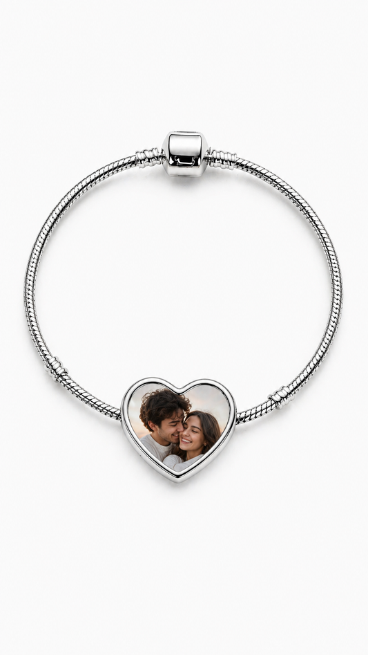 Bracciale Personalizzato con Foto Cuore – Acciaio Inox Elegante | Regalo Coppia EvermadeLab Made in Italy 🇮🇹