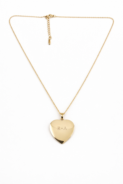 Collana-Ciondolo Cuore Personalizzabile in Acciaio Lucido placcato Oro – Incisione Foto, Testo o Simbolo | EvermadeLab