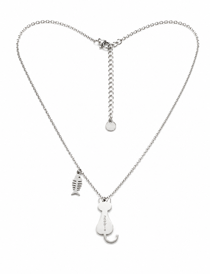 Collana Gatto Personalizzata con Nome – Ciondolo Acciaio con Lisca | Gioiello Amanti dei Gatti EvermadeLab Made in Italy 🇮🇹