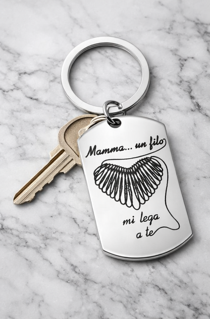 Portachiavi in Acciaio Lucido Personalizzabile – Ciondolo Incisione Laser | EvermadeLab