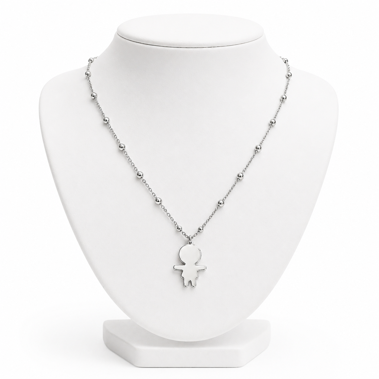 Collana Girocollo Acciaio Lucido con Ciondolo Bambino Personalizabile  – Minimal Jewelry EvermadeLab