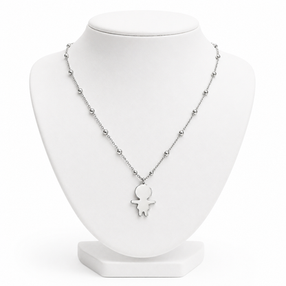 Collana Girocollo Acciaio Lucido con Ciondolo Bambino Personalizabile  – Minimal Jewelry EvermadeLab